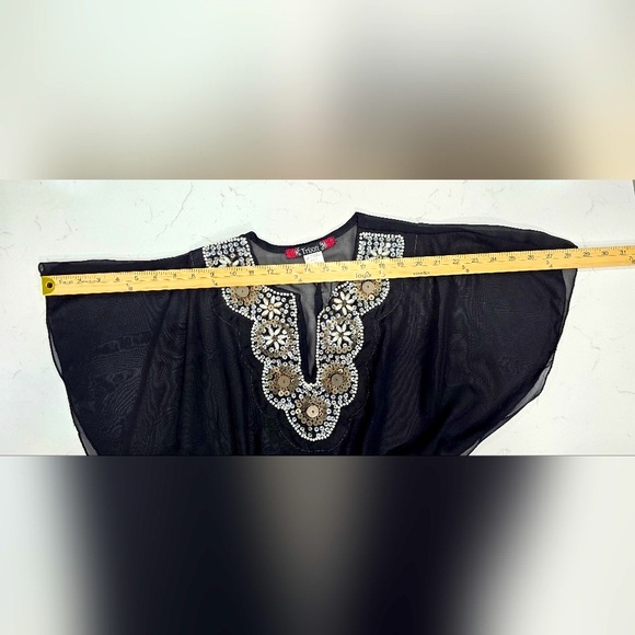 Trixxi Black &  Silver Swimsuit Cover Size 9 100% Polyester Sheer - Picture 9 of 10